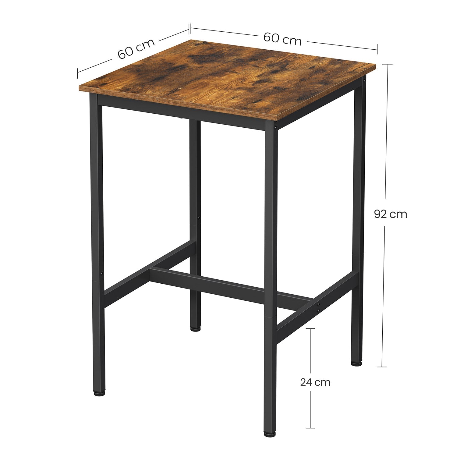 Bartafel - Hoge keukentafel - 60 x 60 x 92 cm - Stalen frame