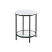 Bijzettafel – 2 niveaus – zwart frame – wit marmerlook