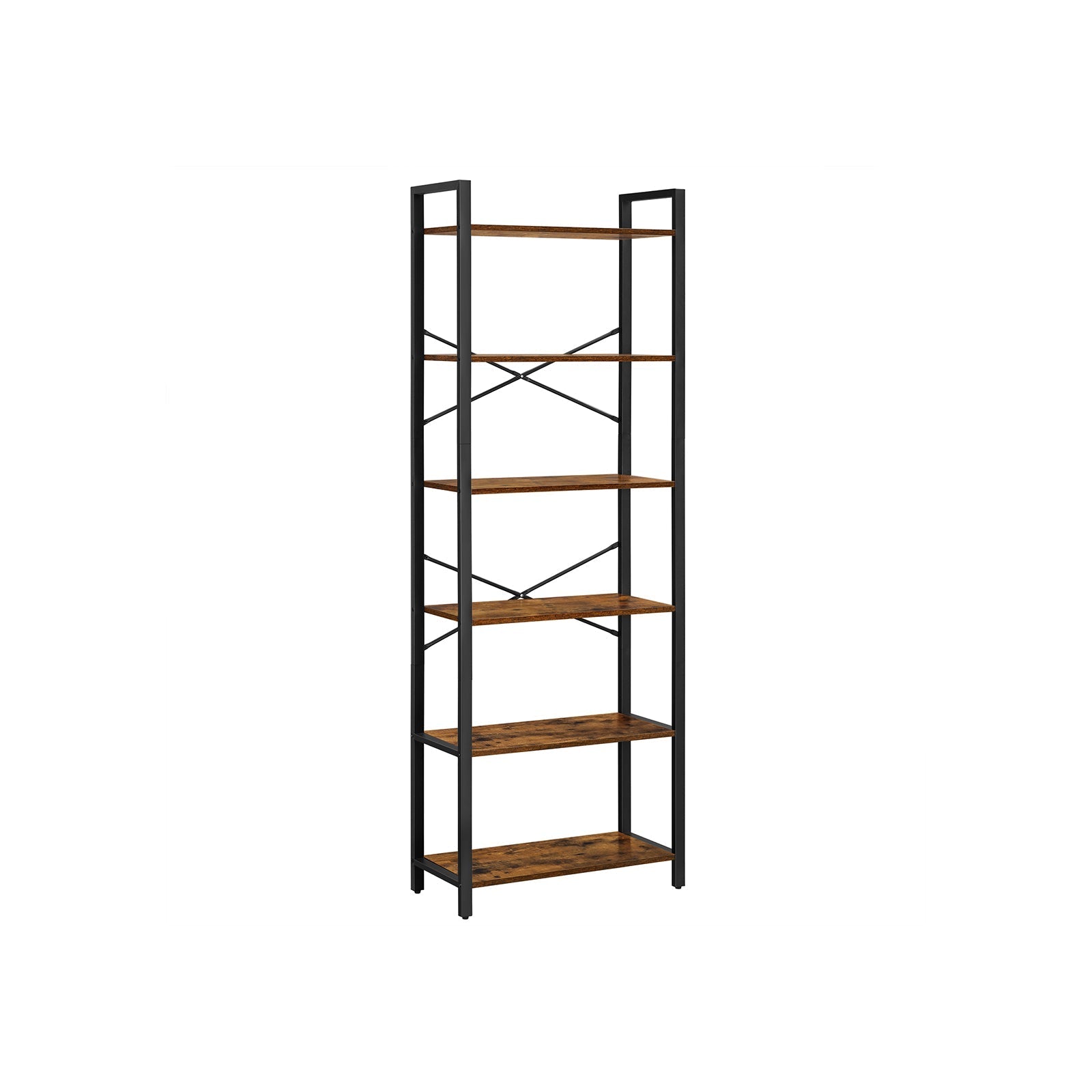 Boekenkast - 6 niveaus - 30 x 120 x 172,5 cm - Vintage Bruin / Zwart