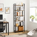Boekenkast - 6 niveaus - 30 x 120 x 172,5 cm - Vintage Bruin / Zwart