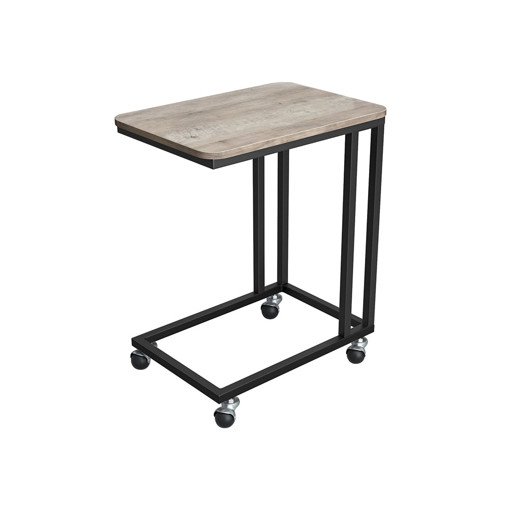 Bijzettafel – C-vorm – op wielen – ebbenhout zwart