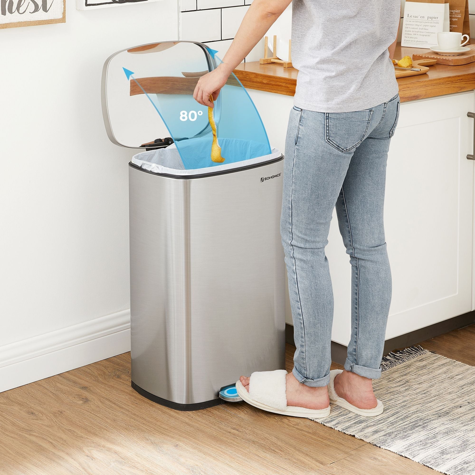 Prullenbak – 50 L – Met uitneembare emmer – Zacht sluitend deksel – Elegante uitstraling