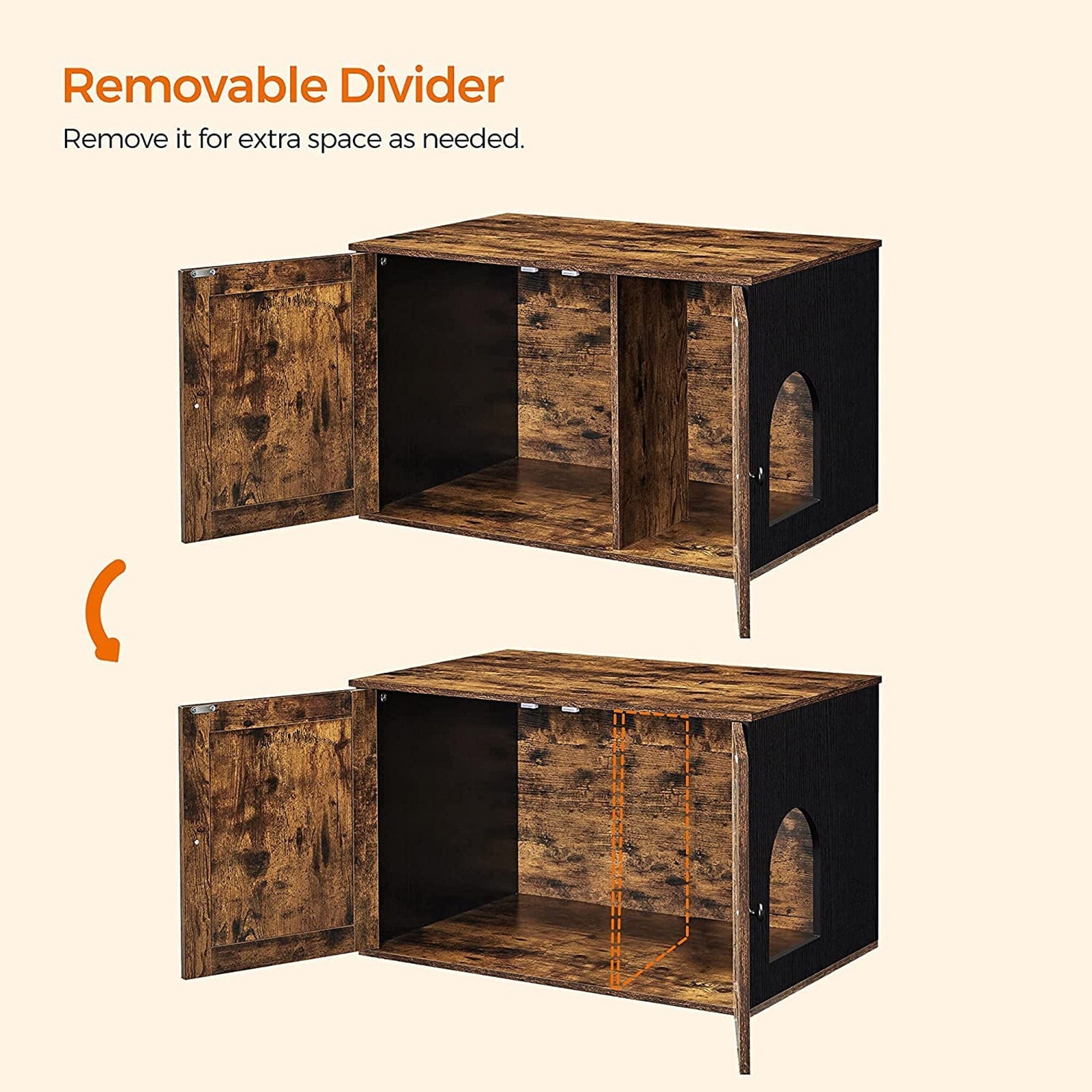 Kattenbakmeubel – Privacy voor je kat – Vintage bruin / Zwart