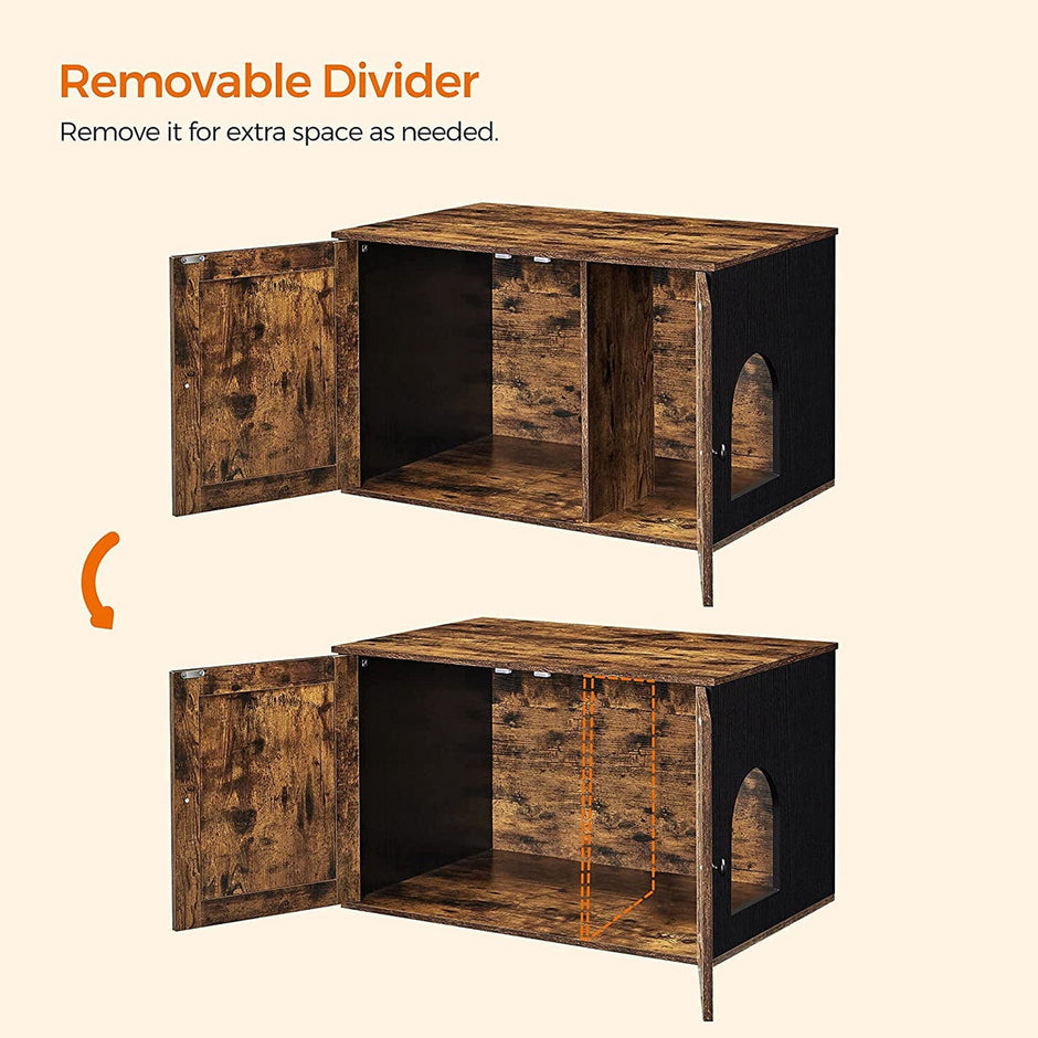 Kattenbakmeubel – Privacy voor je kat – Vintage bruin / Zwart