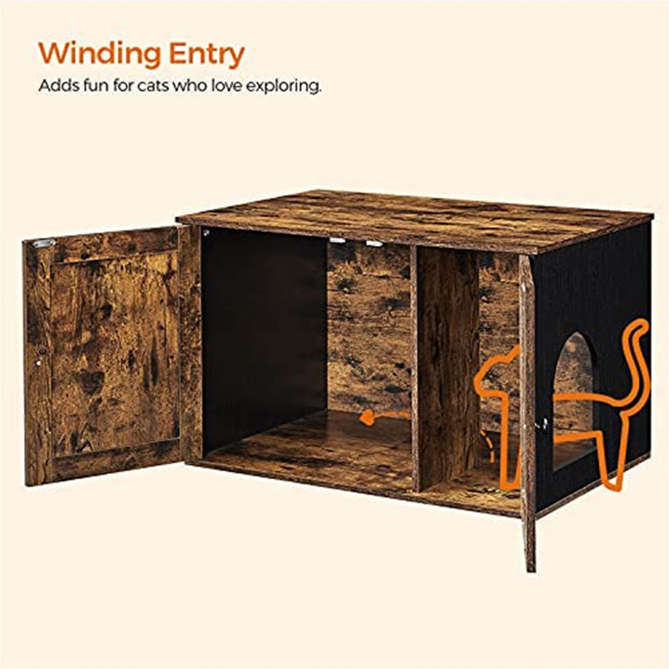Kattenbakmeubel – Privacy voor je kat – Vintage bruin / Zwart
