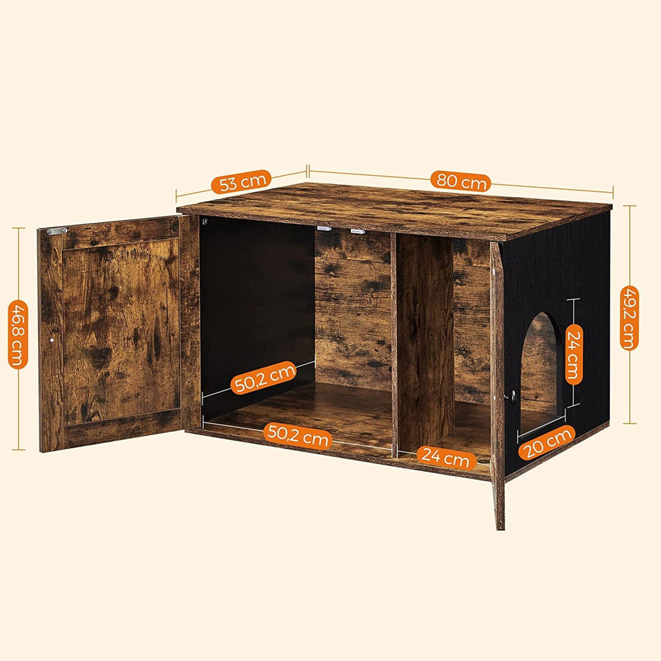 Kattenbakmeubel – Privacy voor je kat – Vintage bruin / Zwart