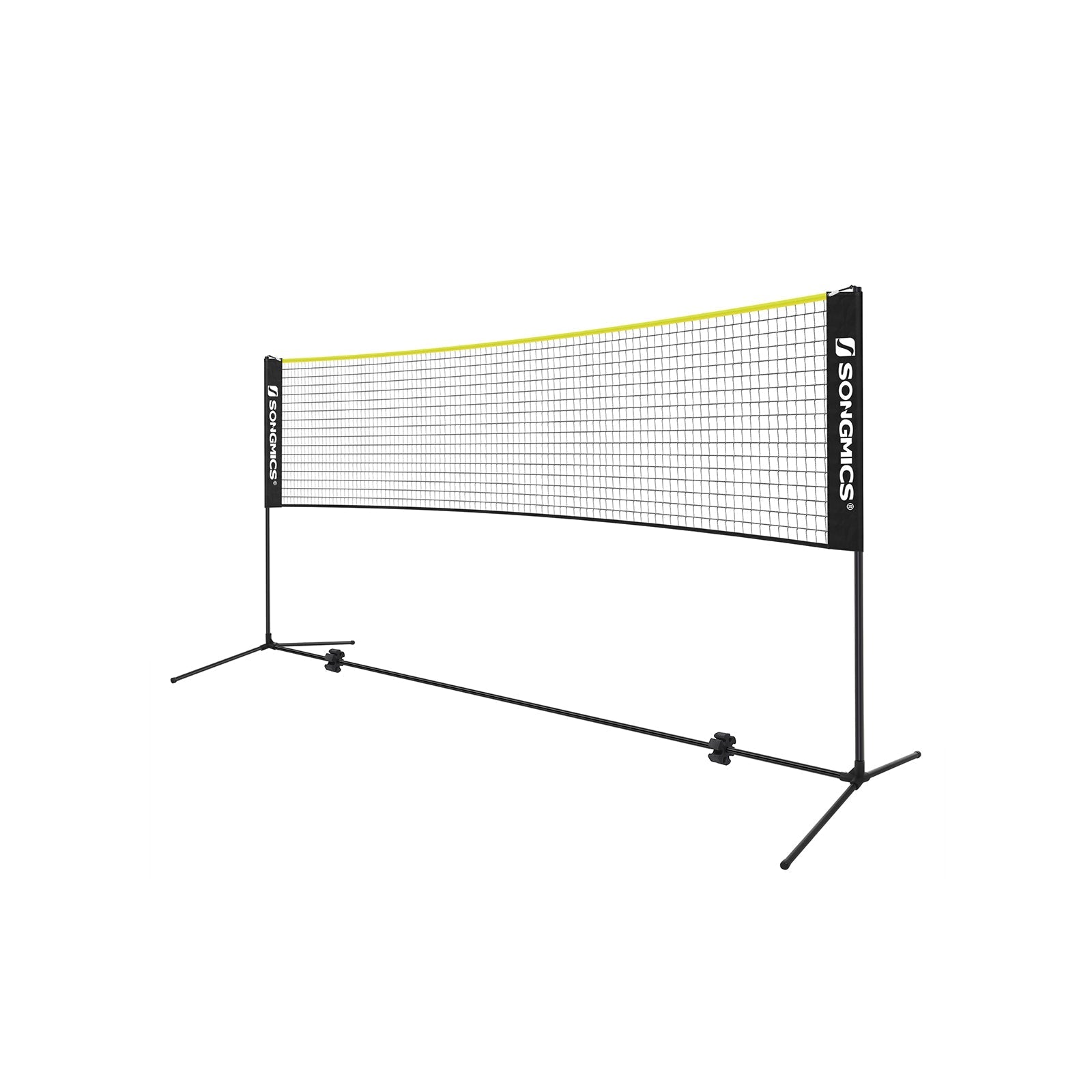 Badmintonnet - Verstelbaar tennisnet - Inclusief standaard en draagtas - Geel/Zwart