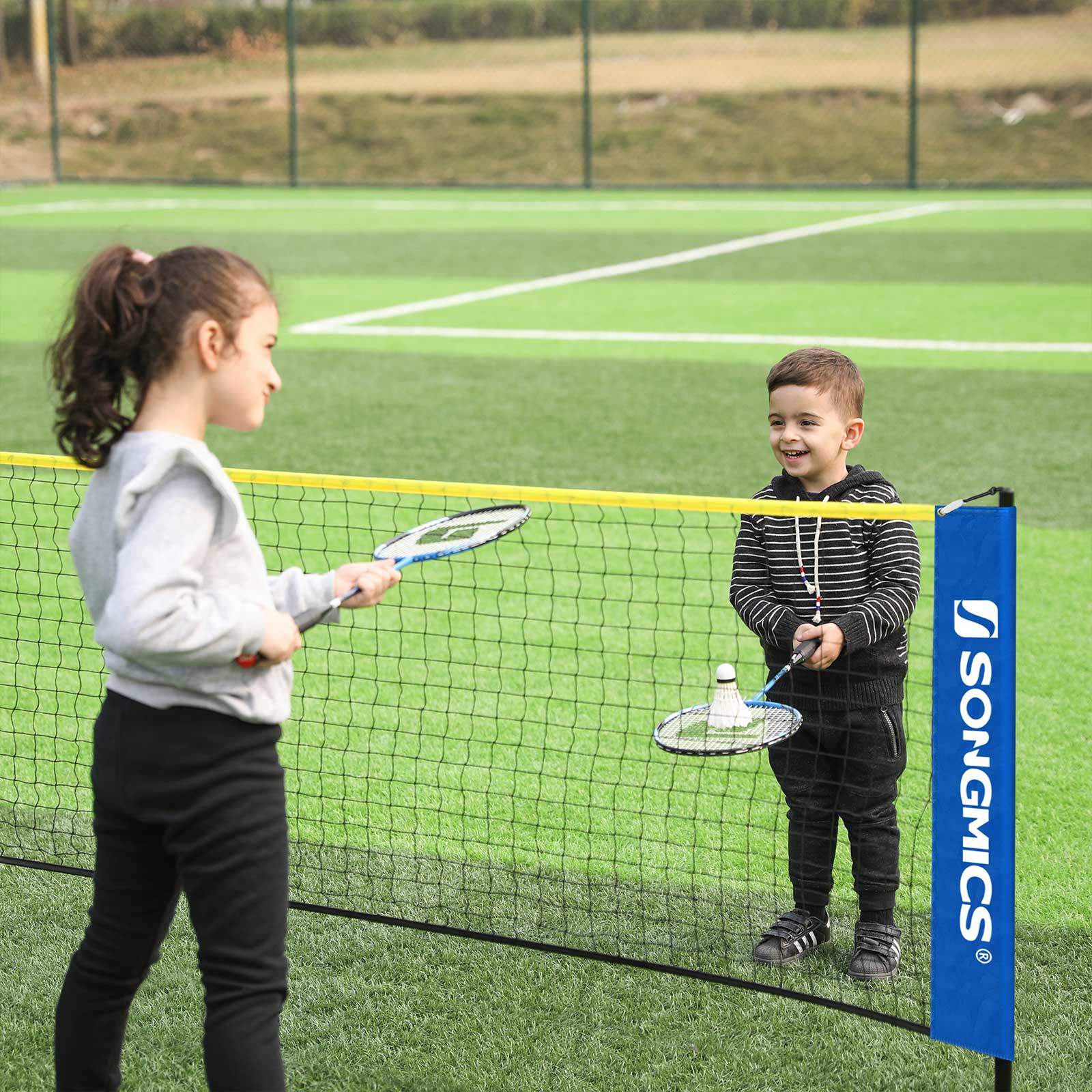 Badmintonnet – 5 m – blauw & geel