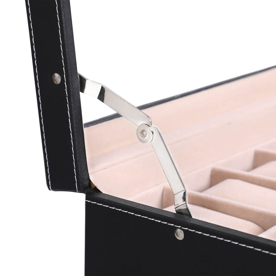 Horlogebox met lade voor 12 horloges en sieradenvak zwart