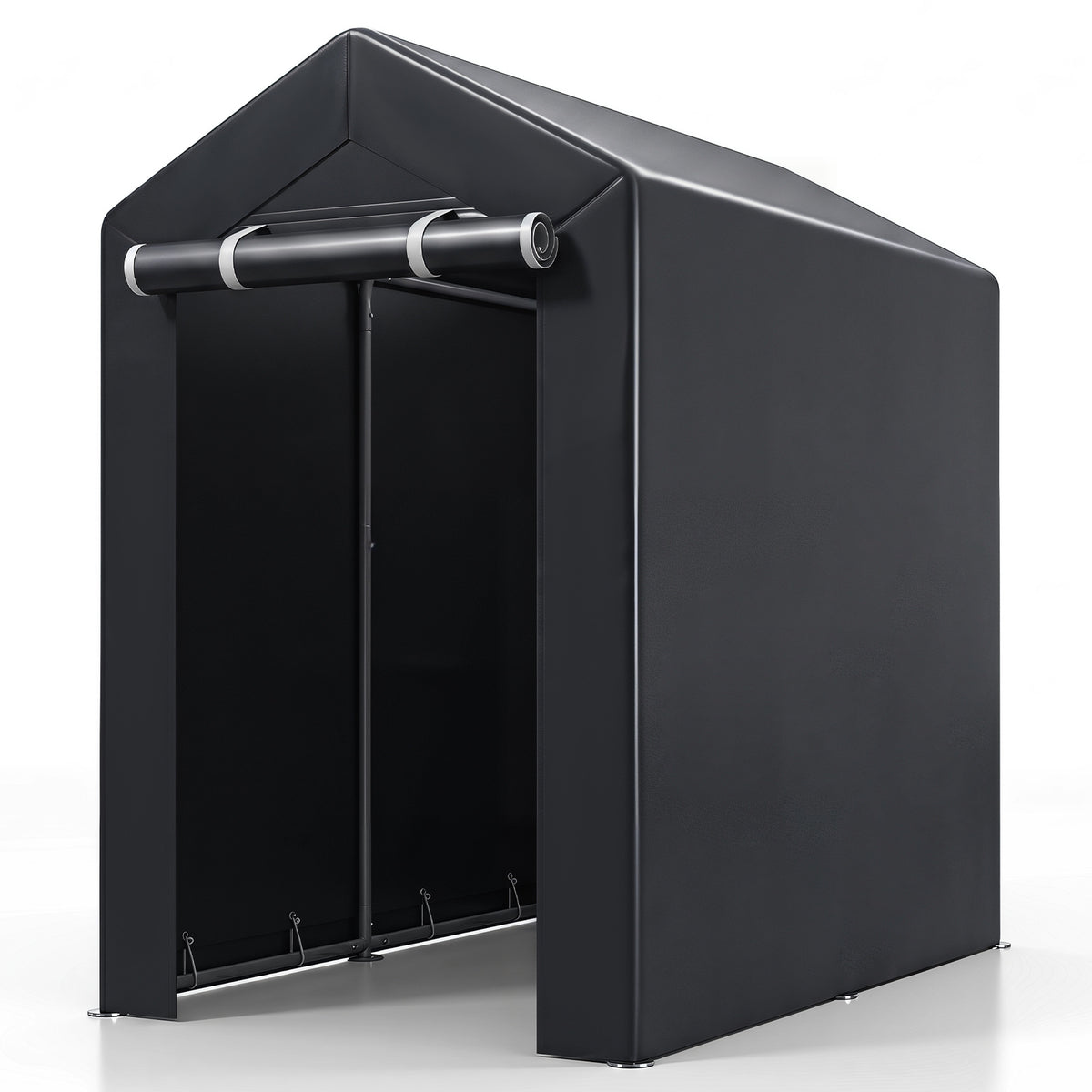Utrustningsförrådstält – med upprullbar dragkedjedörr och metalljordspett, – 6 150 x 92 x 150 cm