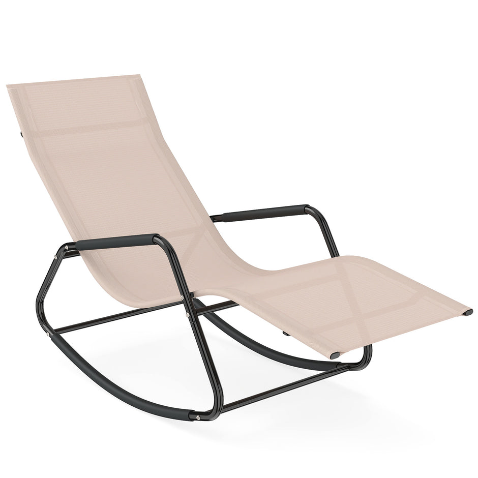 Väderbeständig – trädgårdssoffa ergonomisk gungstol i andningsbart tyg med metallram – 143 x 57 x 86 cm – Beige