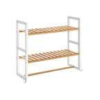 Badkamerplank - Bamboe bijzetkast met 2 planken - Handdoekenrek