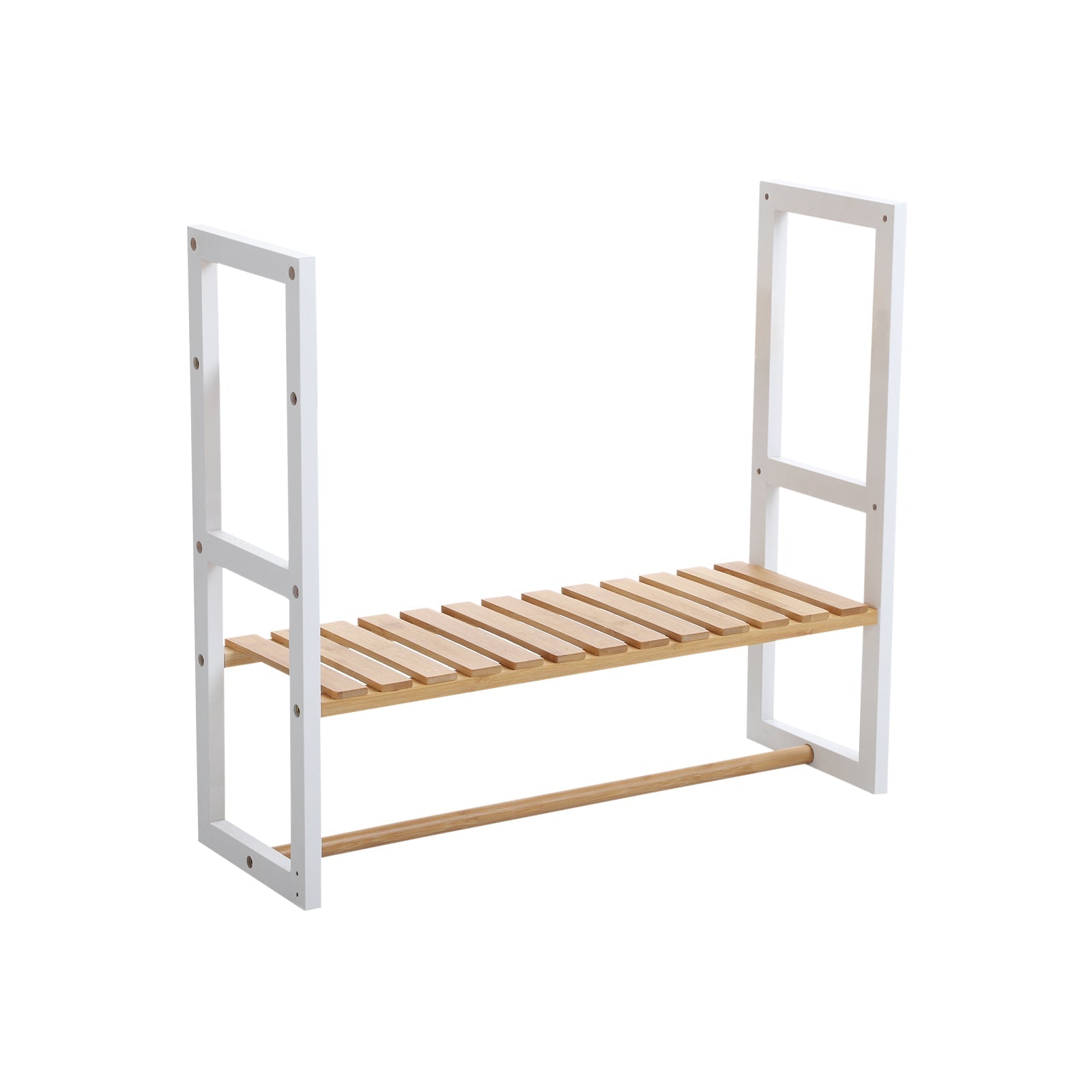 Badkamerplank - Bamboe bijzetkast met 2 planken - Handdoekenrek