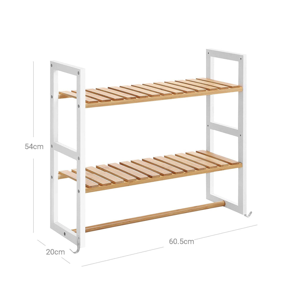 Badkamerplank - Bamboe bijzetkast met 2 planken - Handdoekenrek
