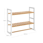Badkamerplank - Bamboe bijzetkast met 2 planken - Handdoekenrek