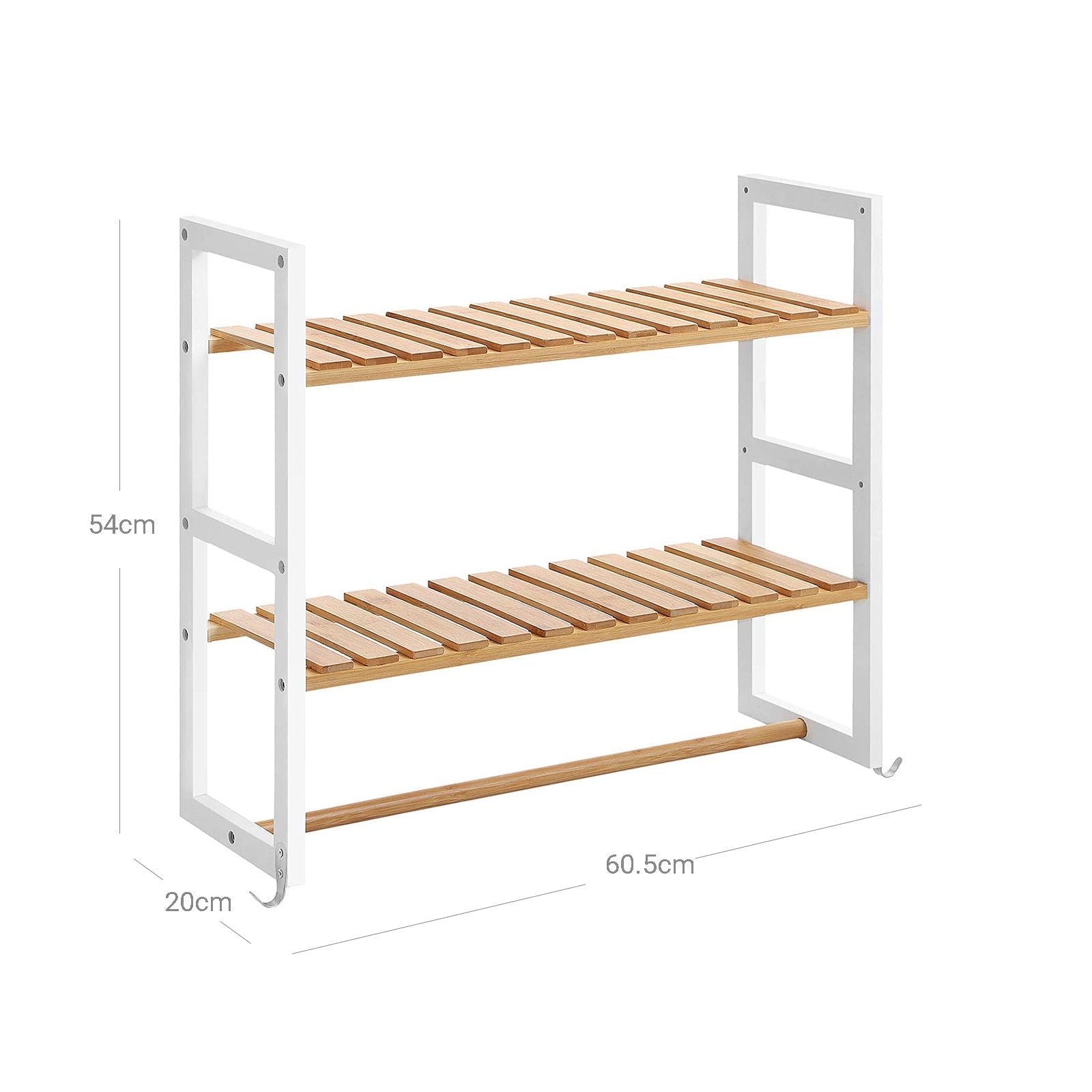 Badkamerplank - Bamboe bijzetkast met 2 planken - Handdoekenrek