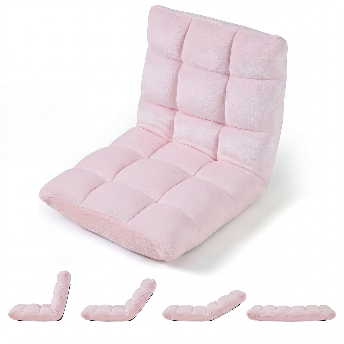 Vikbar – golvstol, med justerbar rygg och högdensitetsskum, – 66,5 x 53 x 53 cm