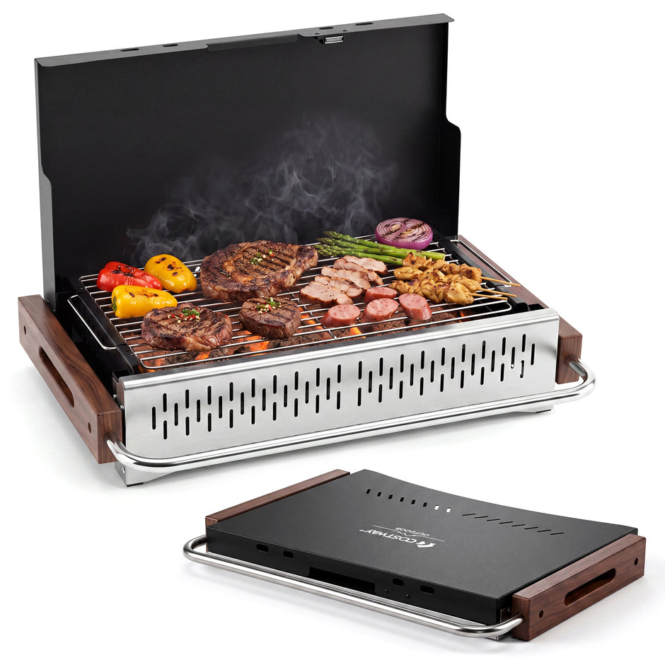 Vikbar – utomhusgrill, portabel kolgrill av metall för camping, – 62 x 43,5 x 41,5 cm