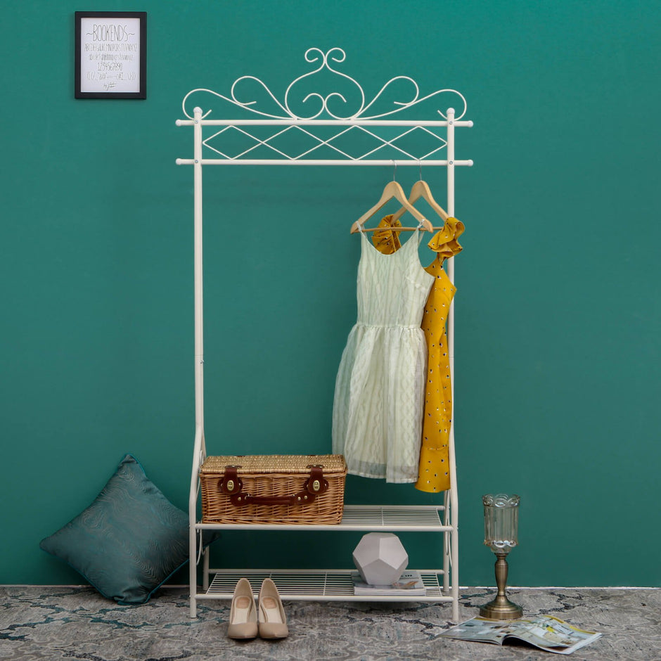 Kledingrek 92 x 173 x 41 cm – Vintage design – Met legplanken – Tot 25 kg draagvermogen