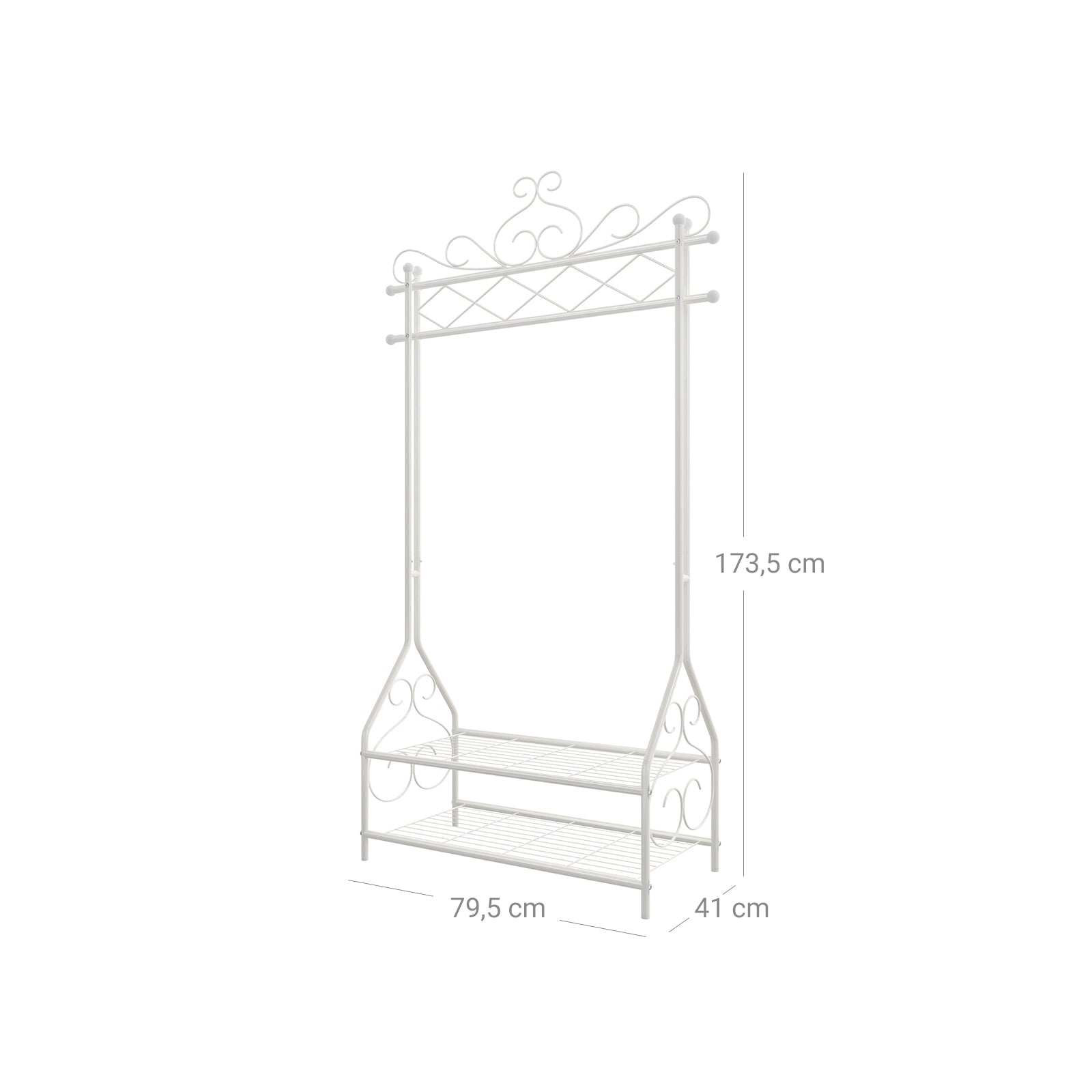 Kledingrek 92 x 173 x 41 cm – Vintage design – Met legplanken – Tot 25 kg draagvermogen