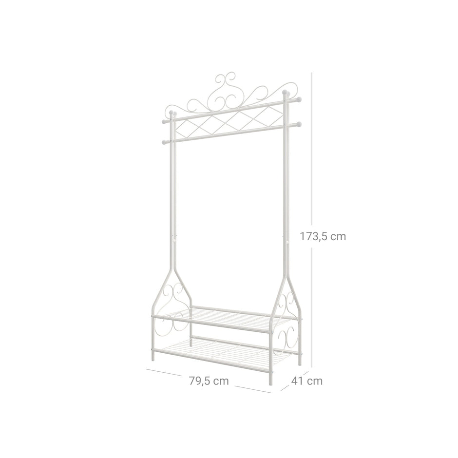 Kledingrek 92 x 173 x 41 cm – Vintage design – Met legplanken – Tot 25 kg draagvermogen