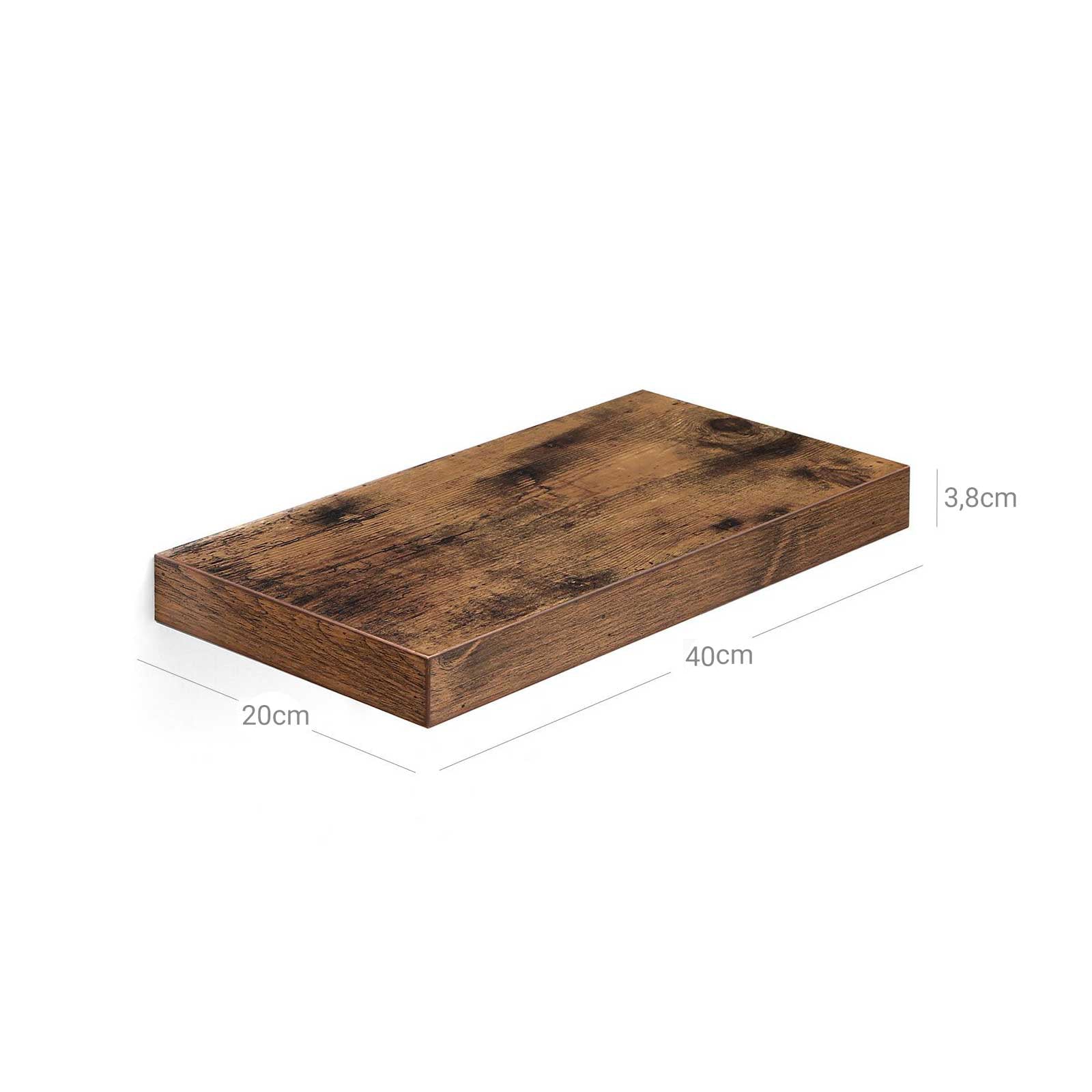 Wandplank – Zwevende plank – 40 x 20 x 3,8 cm – Vintage bruin