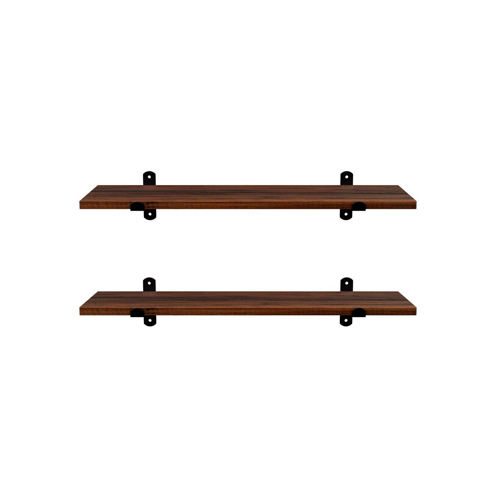 Wandplanken – Set van 2 – Zwevend – Bruin/Zwart
