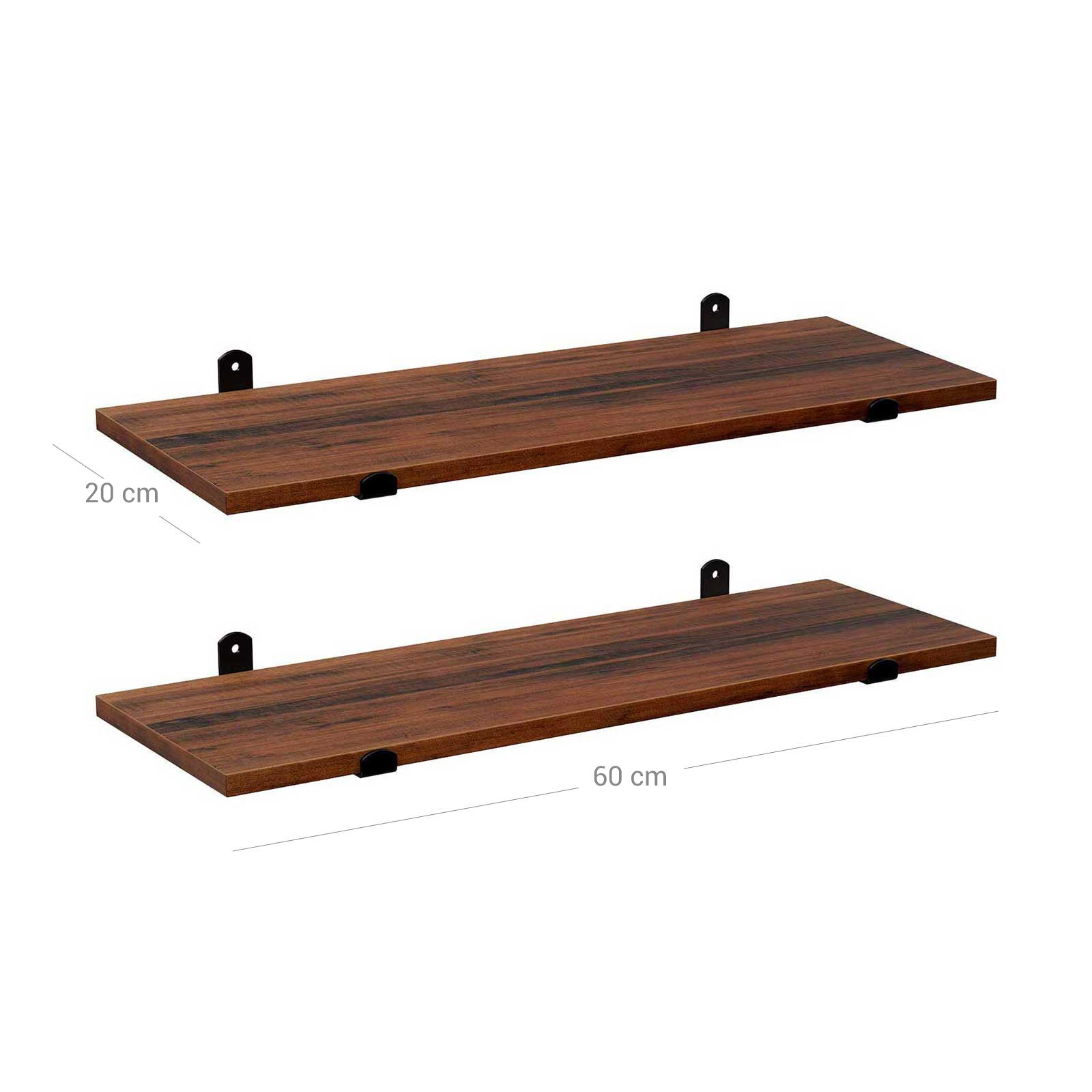 Wandplanken – Set van 2 – Zwevend – Bruin/Zwart