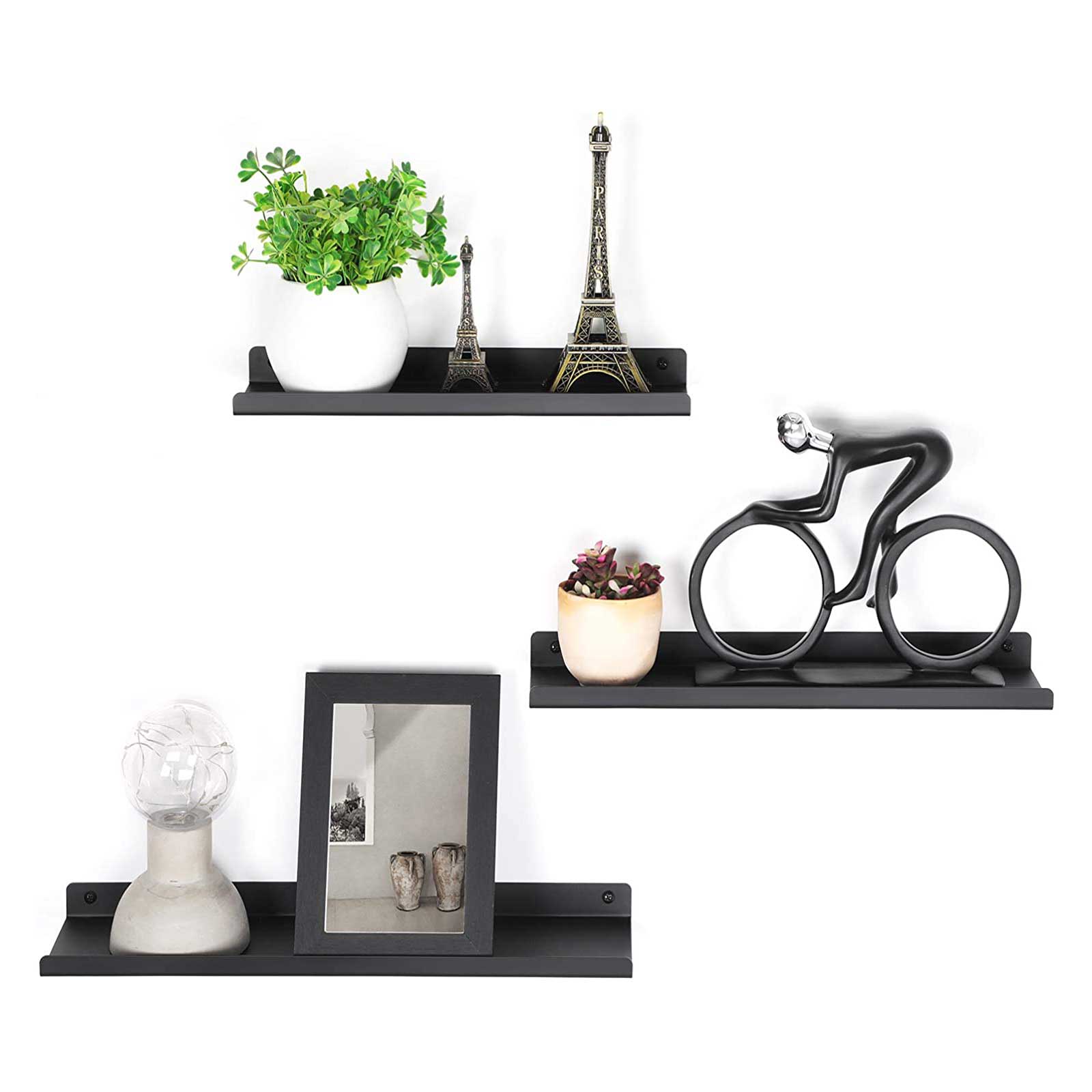 Wandrekken - Set van 3 - Zwevend metaal - Industrieel design - Zwart