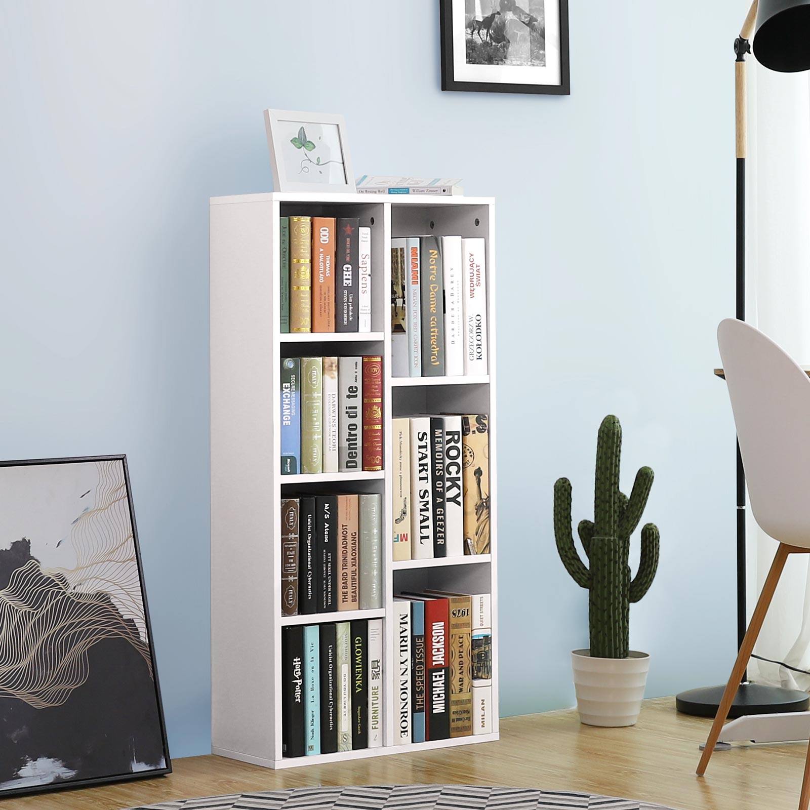 Boekenkast - Staande kast - Opbergkast met 7 open vakken - Wit