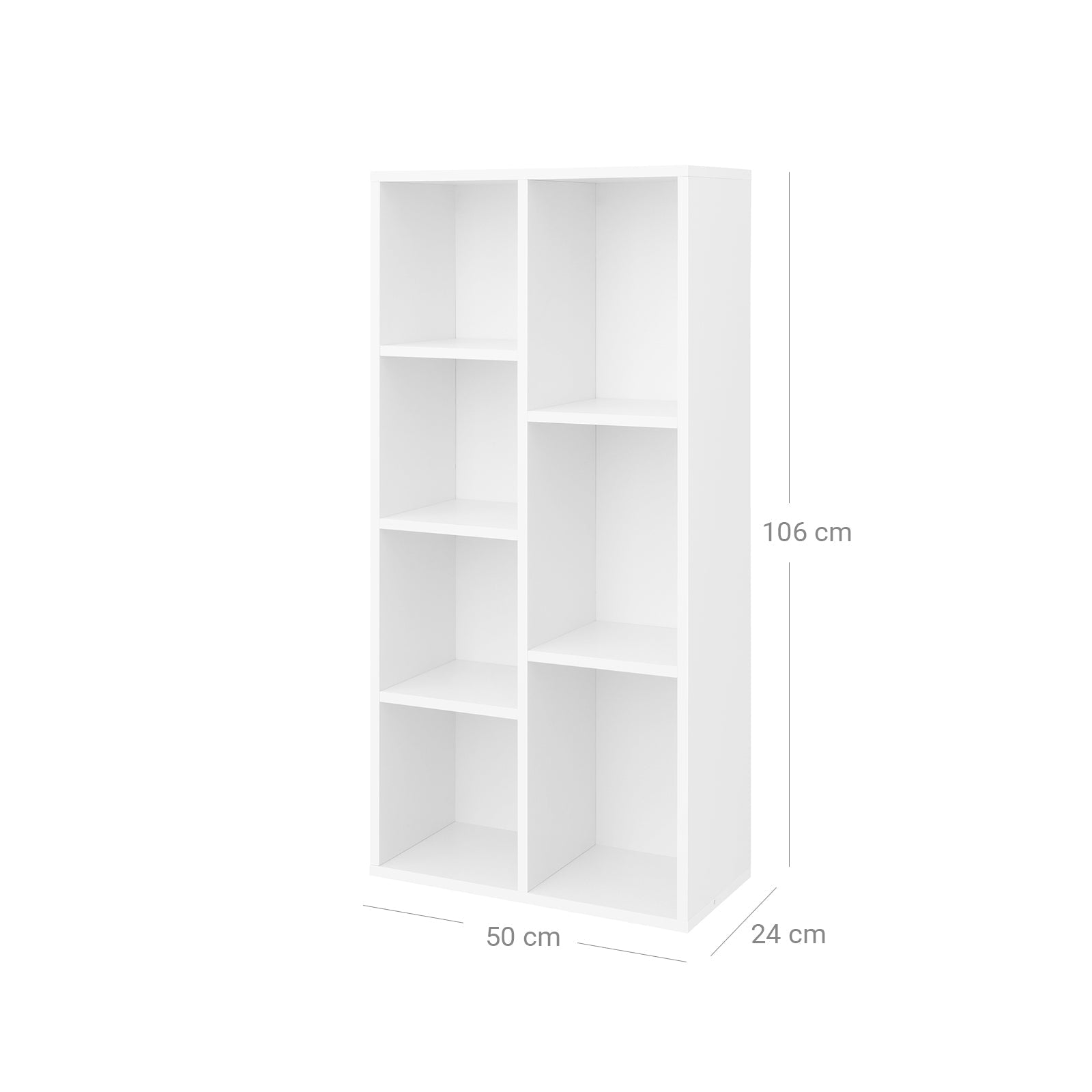 Boekenkast - Staande kast - Opbergkast met 7 open vakken - Wit