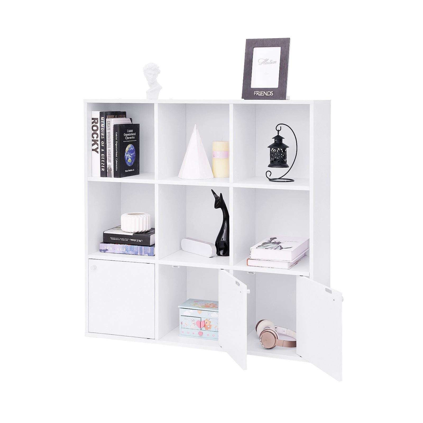 Boekenkast – vrijstaand – kubuskast – 9 vakken – wit