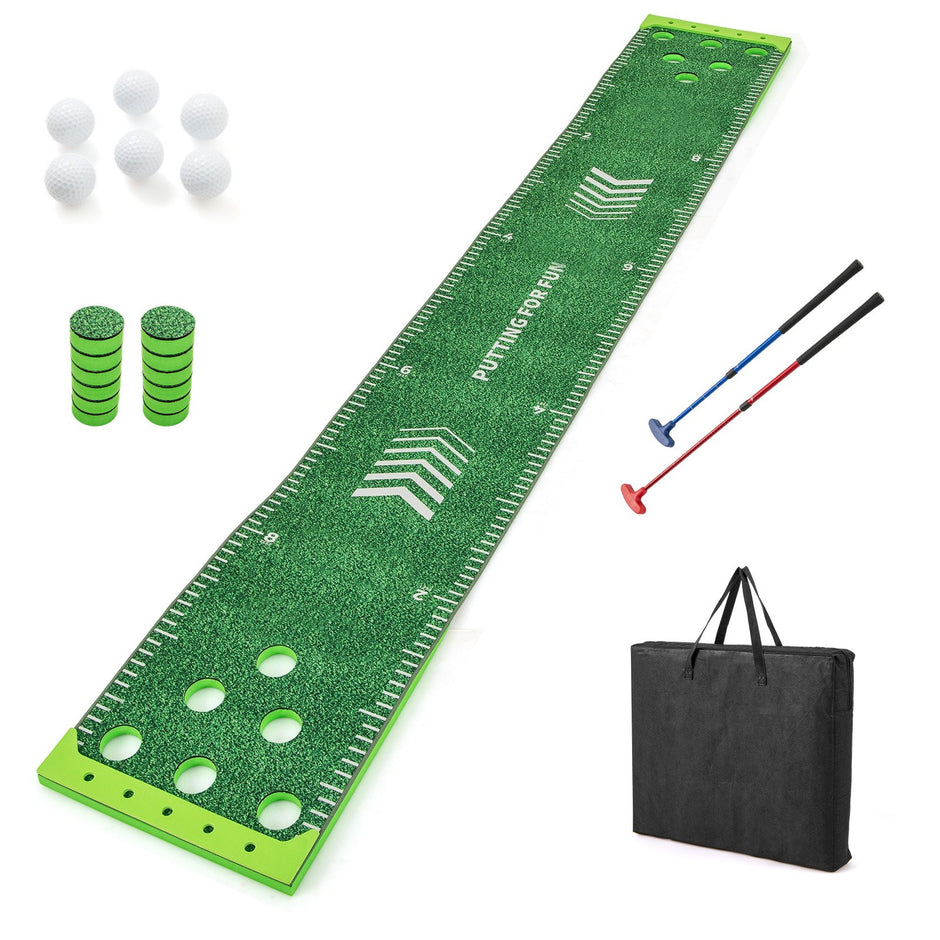 Golfputtningsmatta – med justerbara klubbor och bollar träningsmatta – 2 6 332 cm – Grön