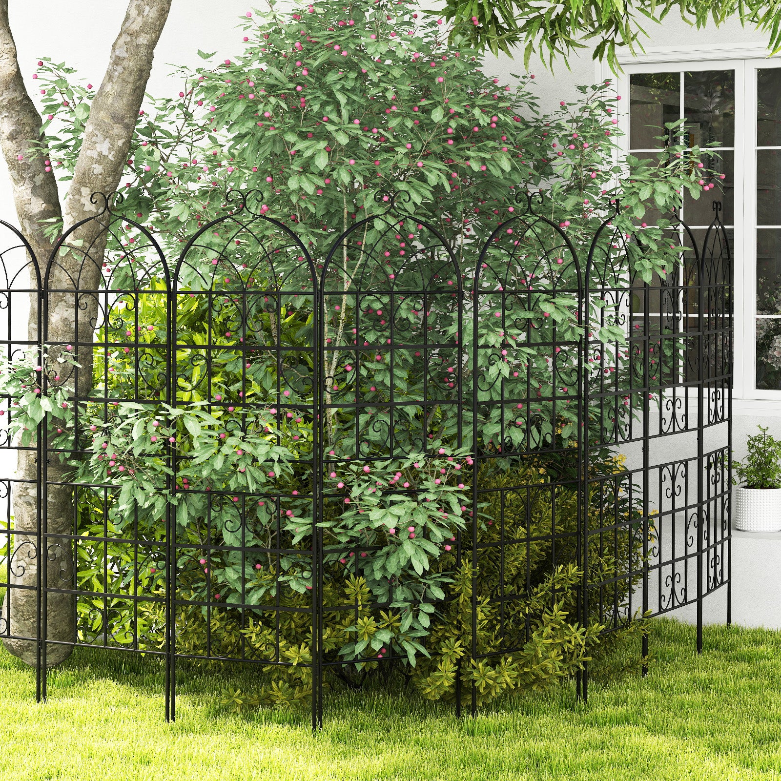 Rankgitter – Metall pack dekorativ trädgårdsstaket fristående spaljé för trädgården att sticka ner – 4 180 x 50 cm – Svart