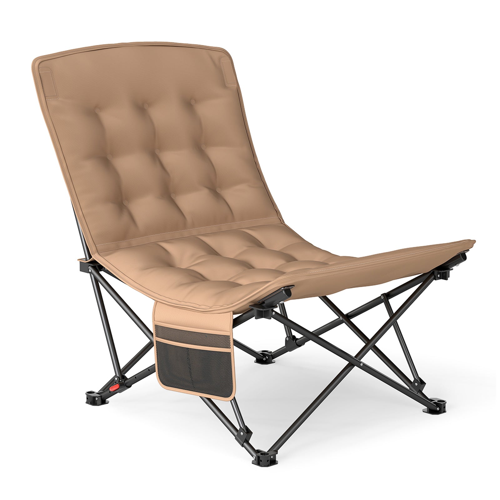 Fällbar – campingstol med justerbart ryggstöd och bärförmåga – 225 kg – Khaki