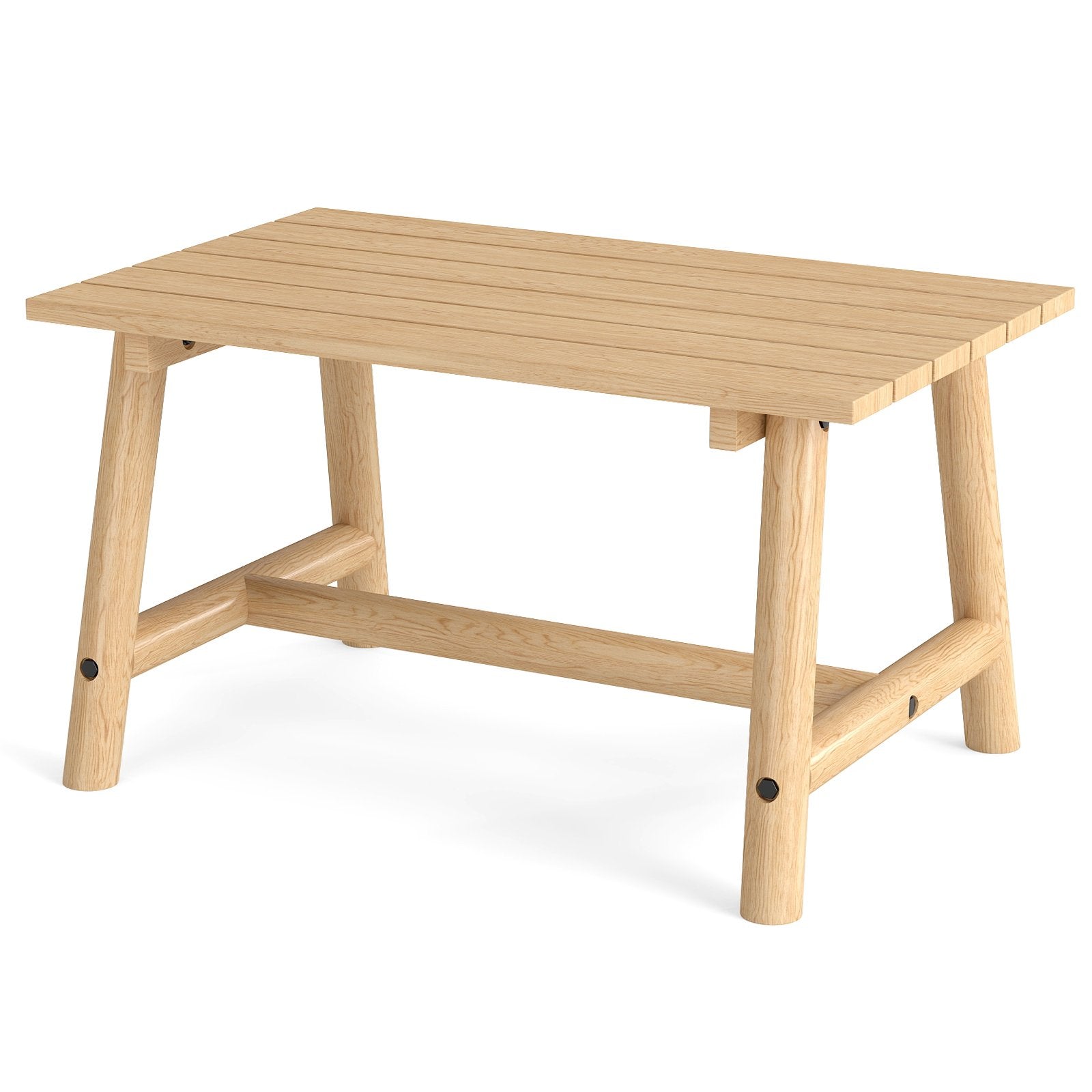Trädgårdsbord – i massivt trä rektangulärt kaffebord med ribbotten terrassbord balkongbord – Natur