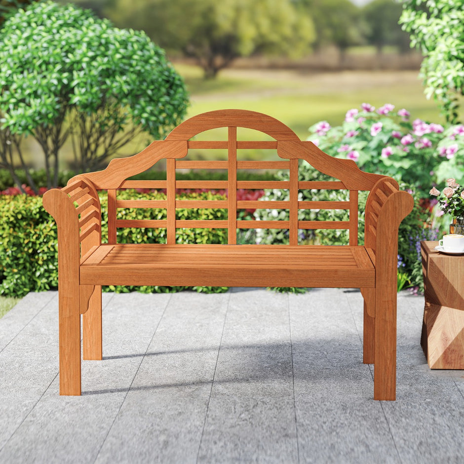 Trädgårdsbänk – hopfällbar i trä för utomhusbruk – 123 x 54 x 96 cm – Natur