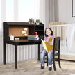 Barnskrivbord – set med anslagstavla, för stol, ungdomsskrivbord tillbehör, – . – Brun