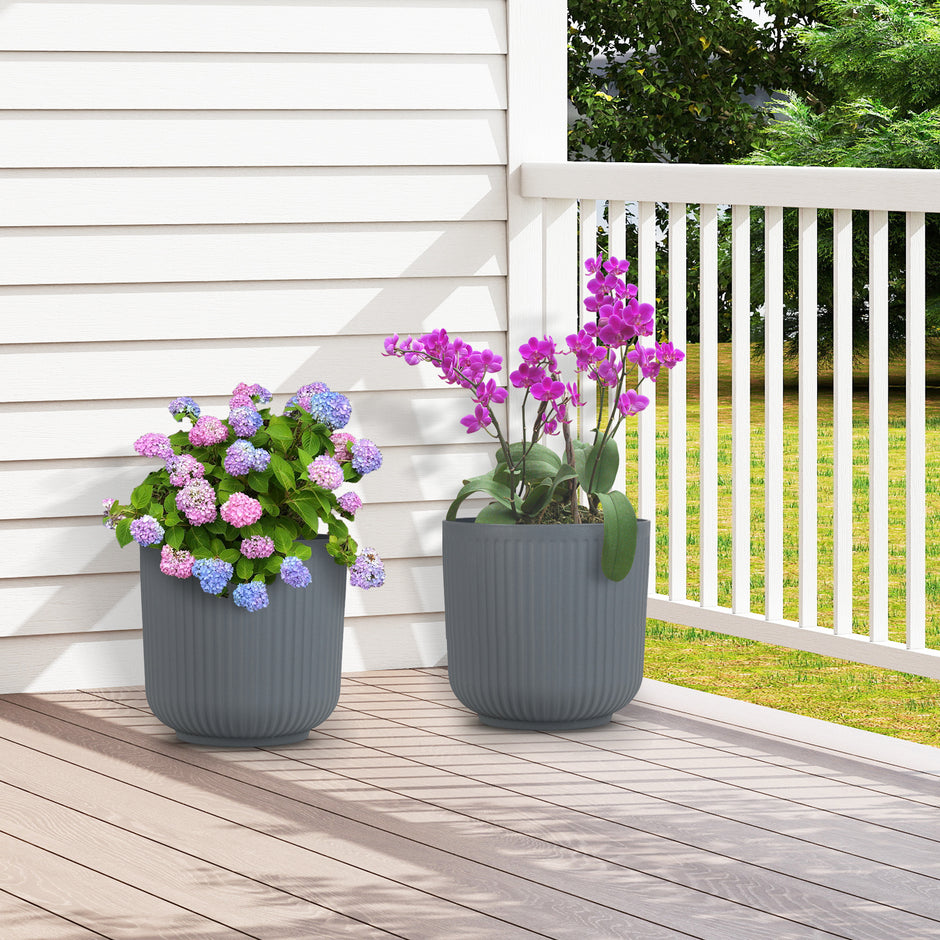 stycken – planteringskärl med dräneringshål Dekorativa blomkrukor – 2 – Grå