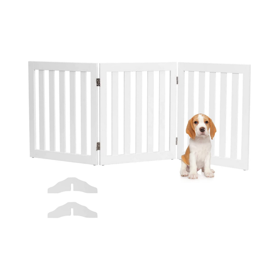 Hundspärr – Hög Skyddsport Trä Vikbar Paneler – 60 cm 3 – Vit