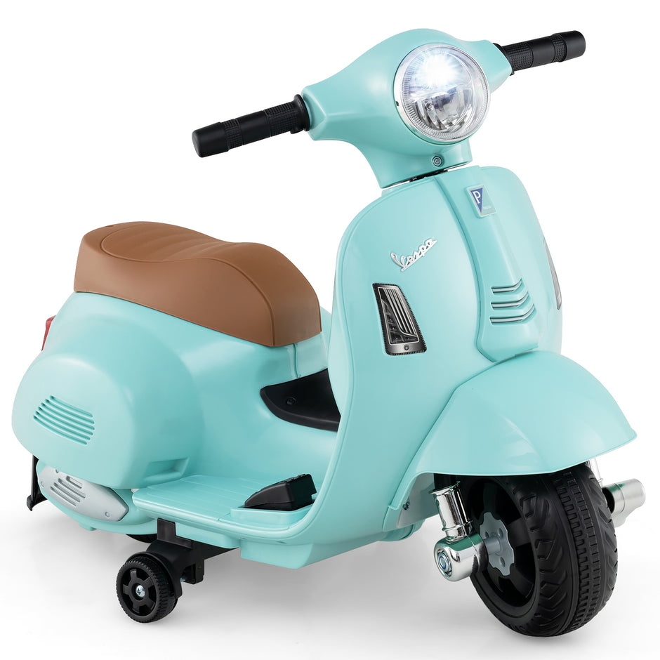 Licensierad – Vespa Barn Elmotorcykel 6V Batteridriven med LED strålkastare – Blå