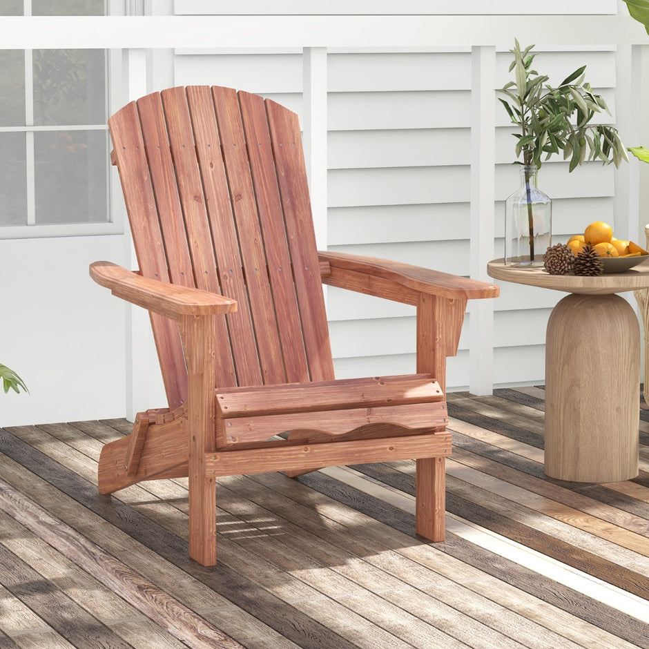 Set – med hopfällbara Adirondack stolar i trä bärförmåga – 2 180 kg – Brun