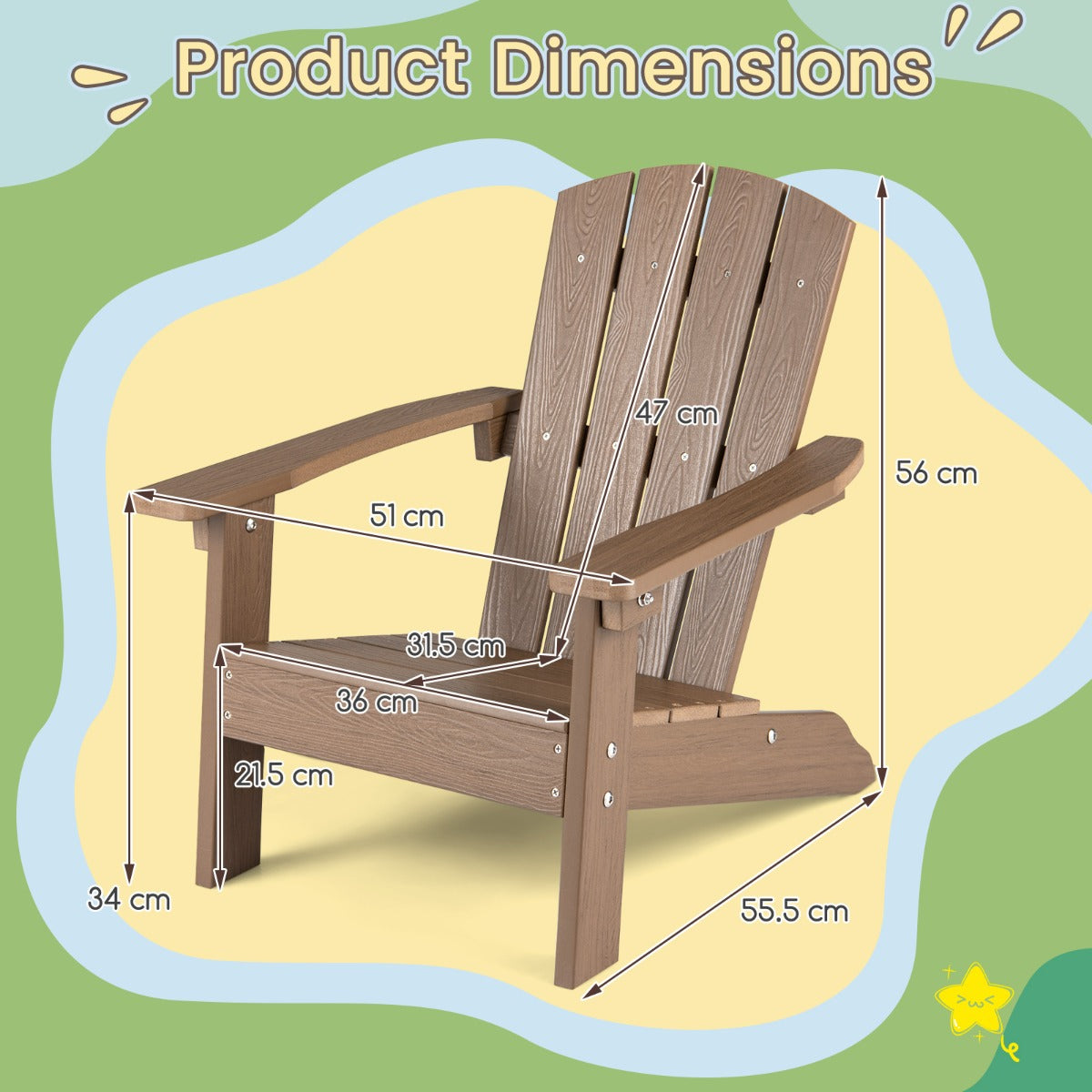 Barn – Adirondack Stol Av HIPS Med Ergonomiskt Ryggstöd – Brun