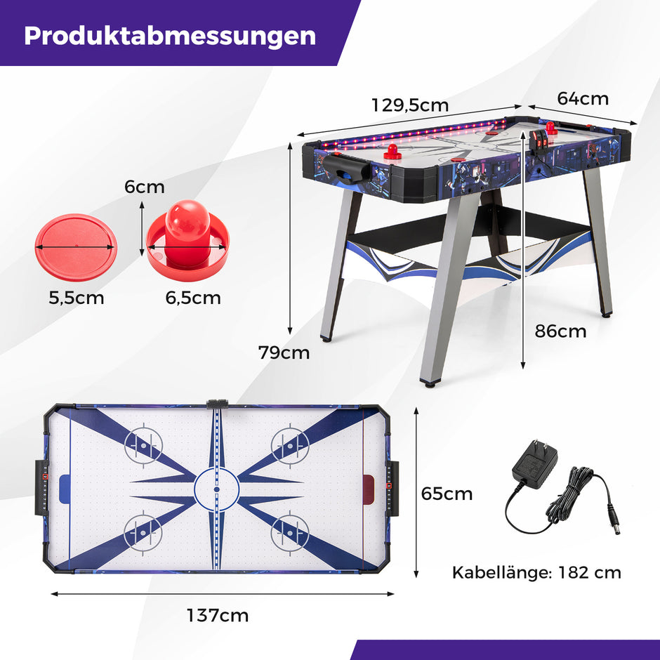 Airhockeybord – drivet med skjutare och puckar justerbara fotkuddar – 2 – Blå