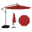 Fribärande – parasoll med solar LED lampor och sandsäckar vev UV skydd – 40 Ø 300 cm – Röd
