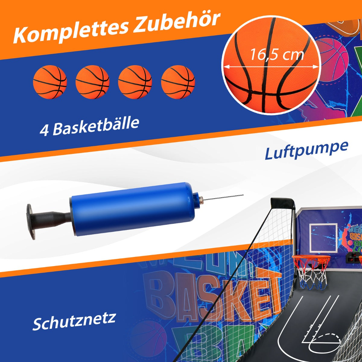 Basketmaskin – hopfällbar arkadspel med korgar – 2 – Svart