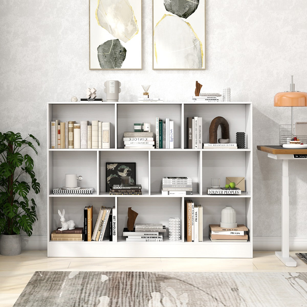 vånings – bokhylla med fack Ståhylla Kubhylla Kontorshylla – 3 10 140 x 24 x 104 cm – Vit