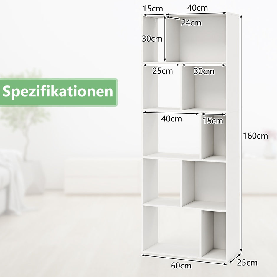 vånings – bokhylla med fack Fristående rumsavdelare Trähylla Öppen – 5 10 – Vit