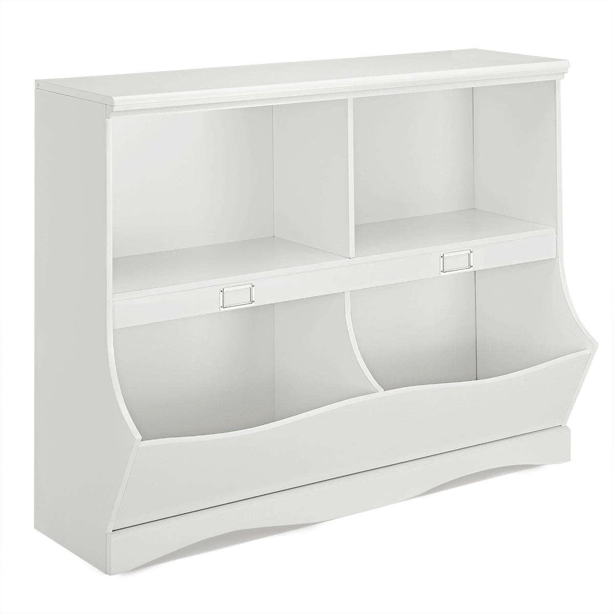 Förvaringshylla – med behållare Leksaksställ för barn – 105,5 x 39,5 x 84 cm – Vit