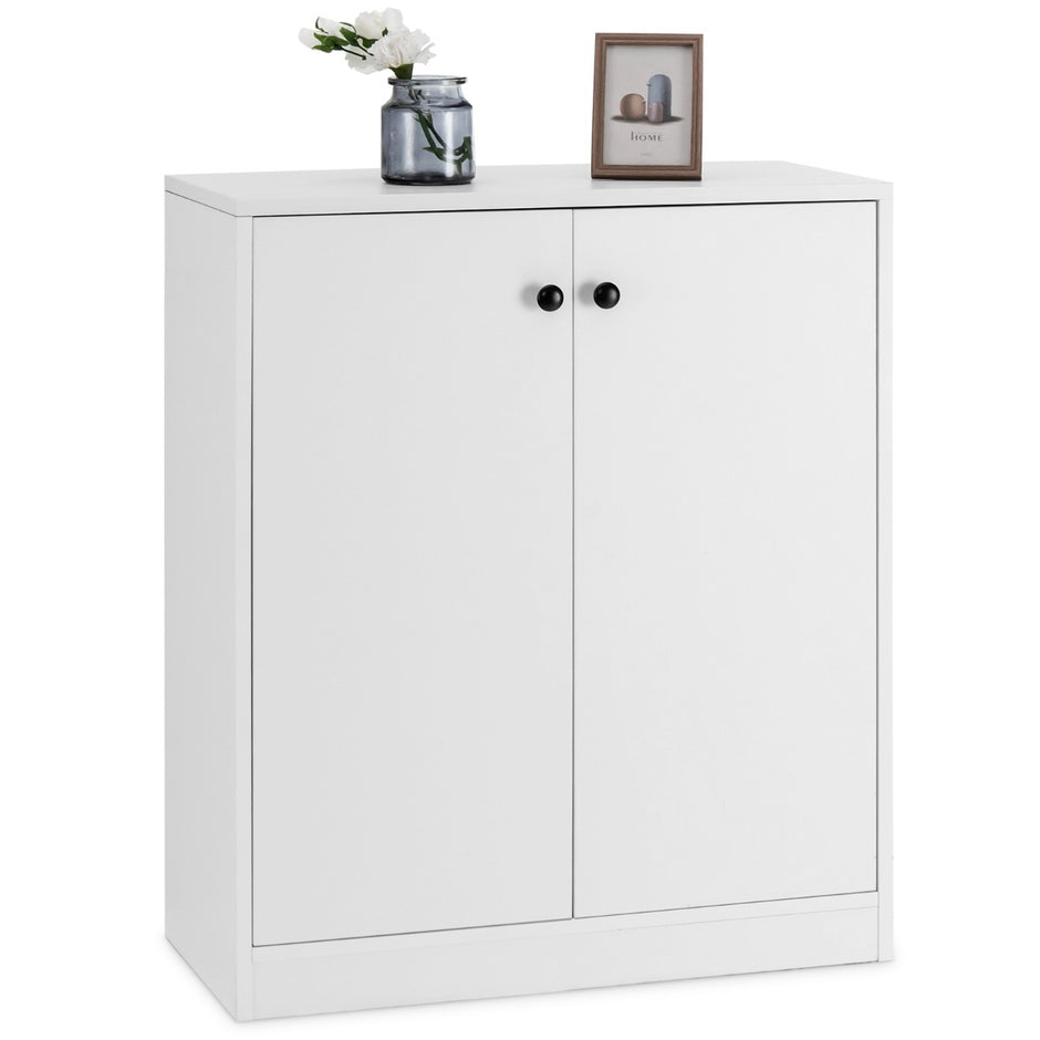 Sideboard – modernt förvaringsskåp med luckor hyllor vita – 2 3 – Vit